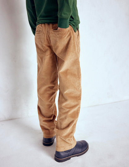 Everyday Straight Leg Trousers-Camel Cord-2