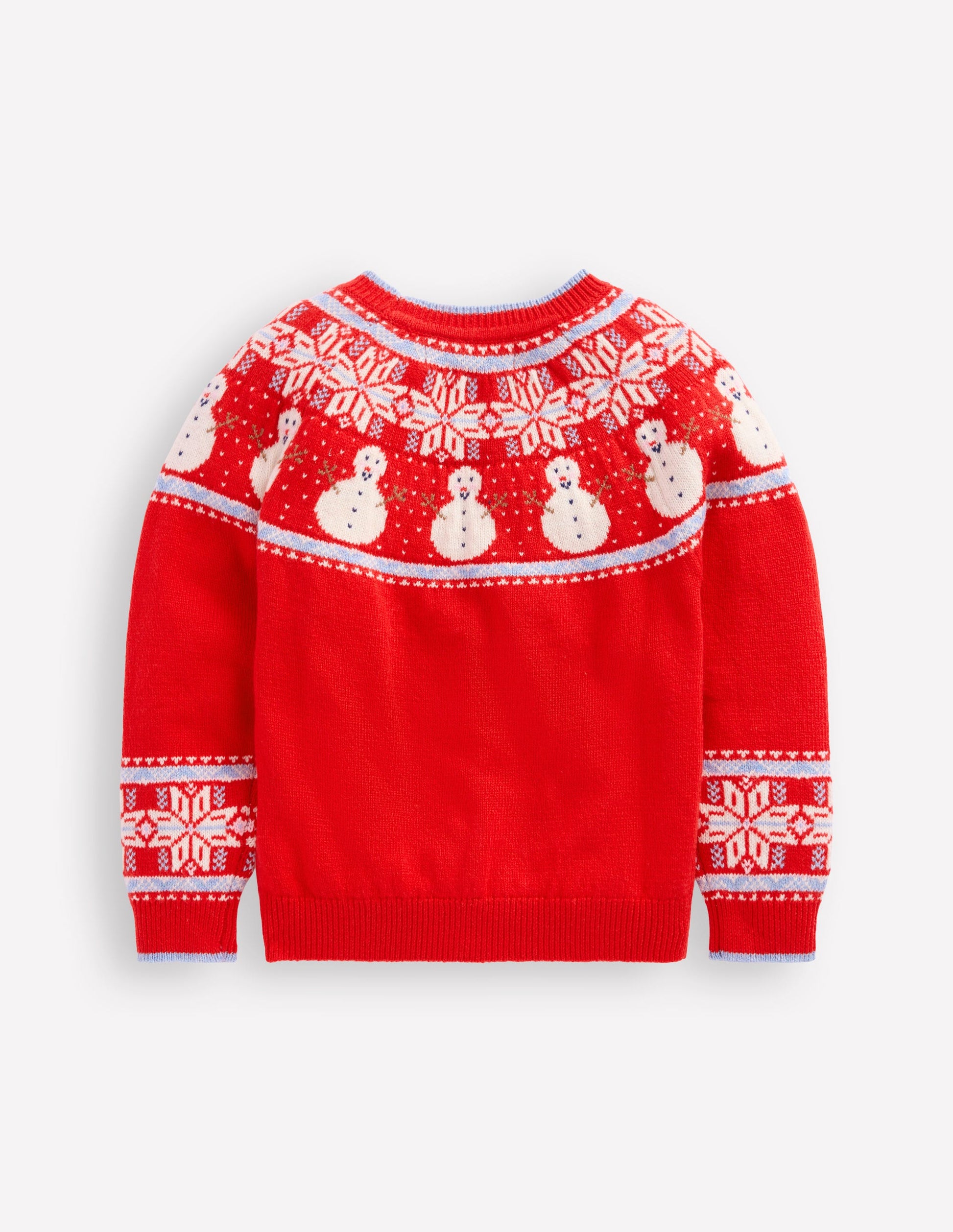 Fair Isle Jumper-Poppy Red Snowmen Boden UK - Main Image