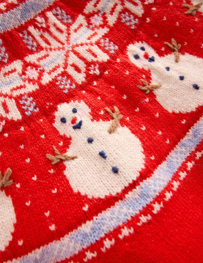 Fair Isle Jumper-Poppy Red Snowmen-3