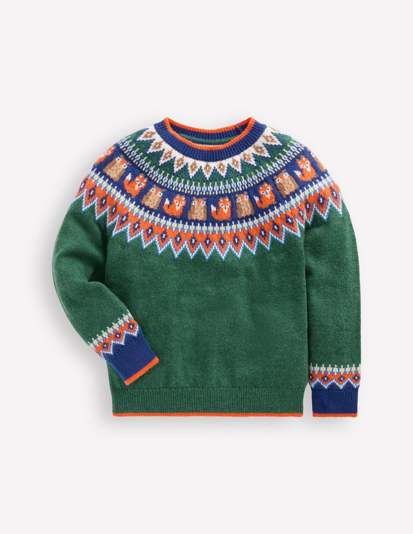 Fair Isle Jumper-Jewel Green Woodland