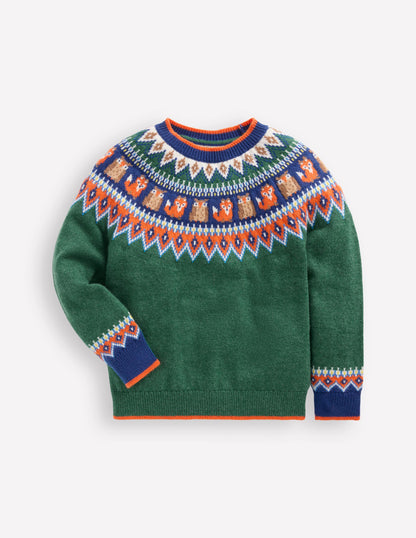 Fair Isle Jumper-Jewel Green Woodland-5