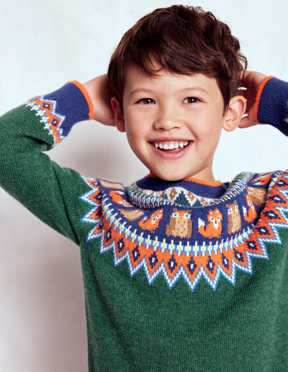 Fair Isle Jumper-Jewel Green Woodland-2