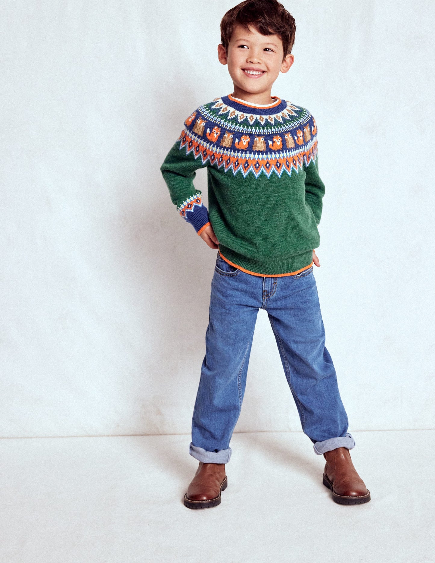 Fair Isle Jumper-Jewel Green Woodland