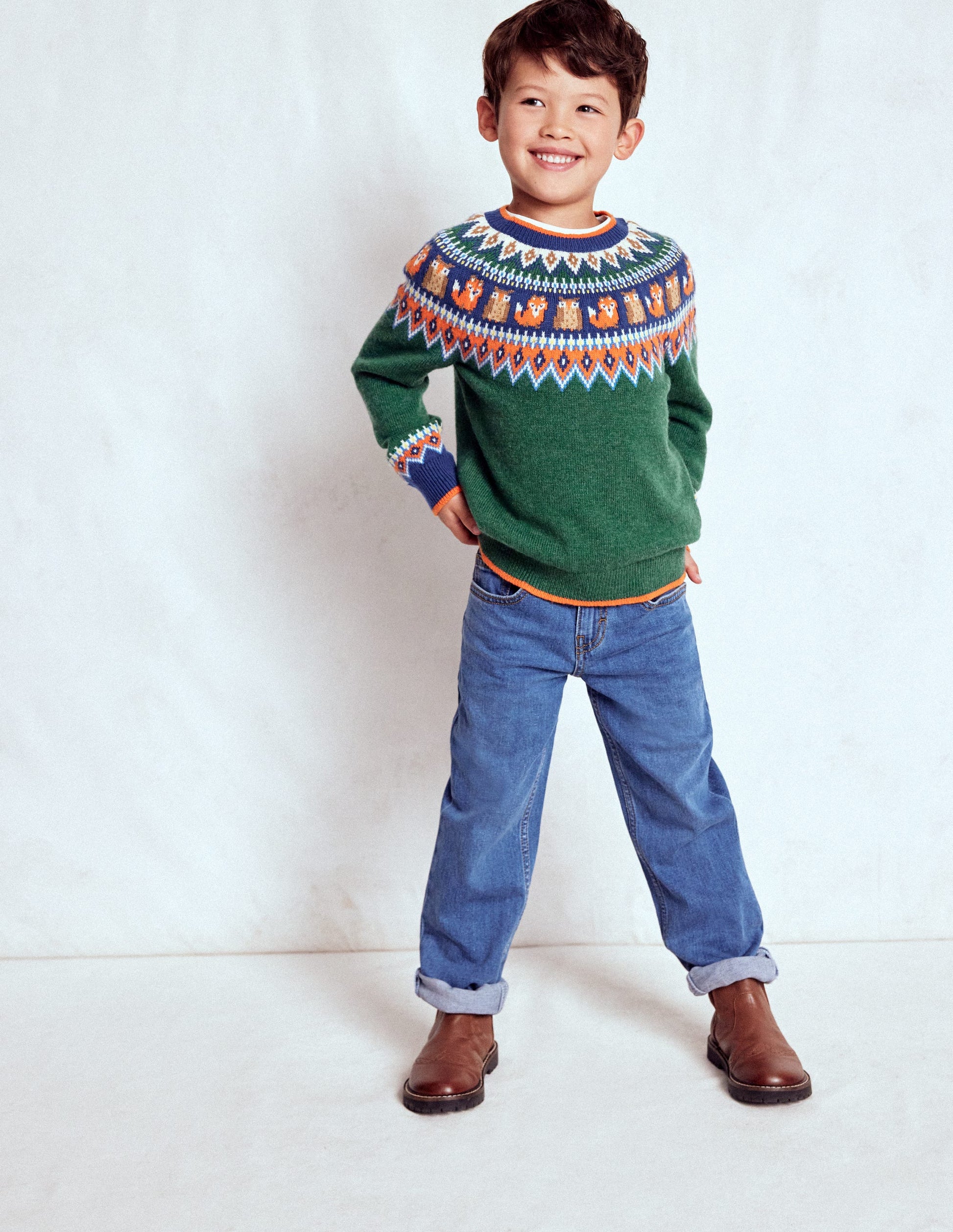 Fair Isle Jumper-Jewel Green Woodland-4