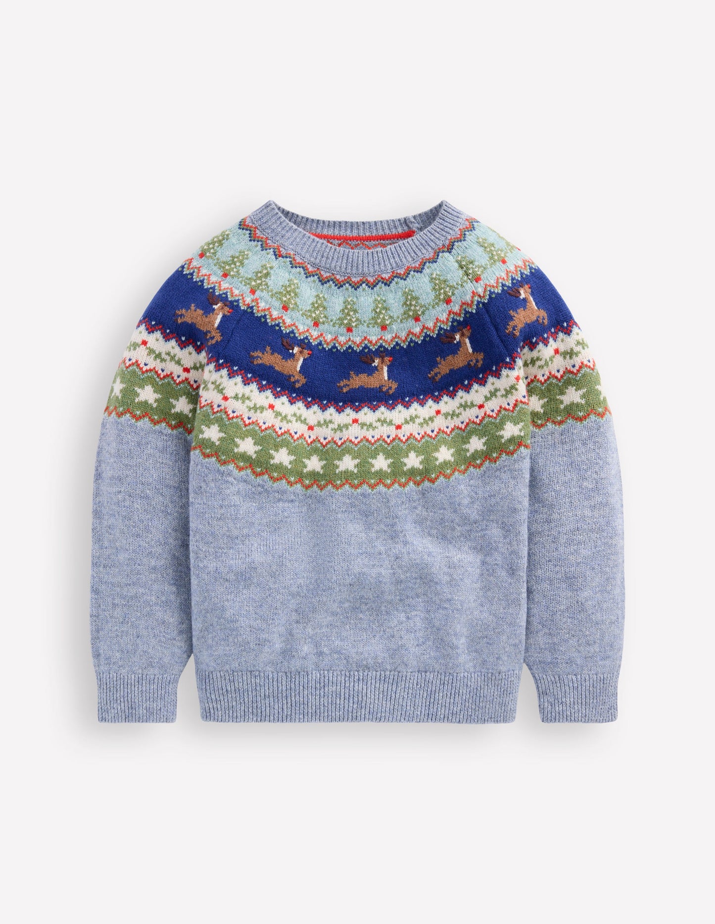 Fair Isle Jumper-Glacier Blue Reindeer