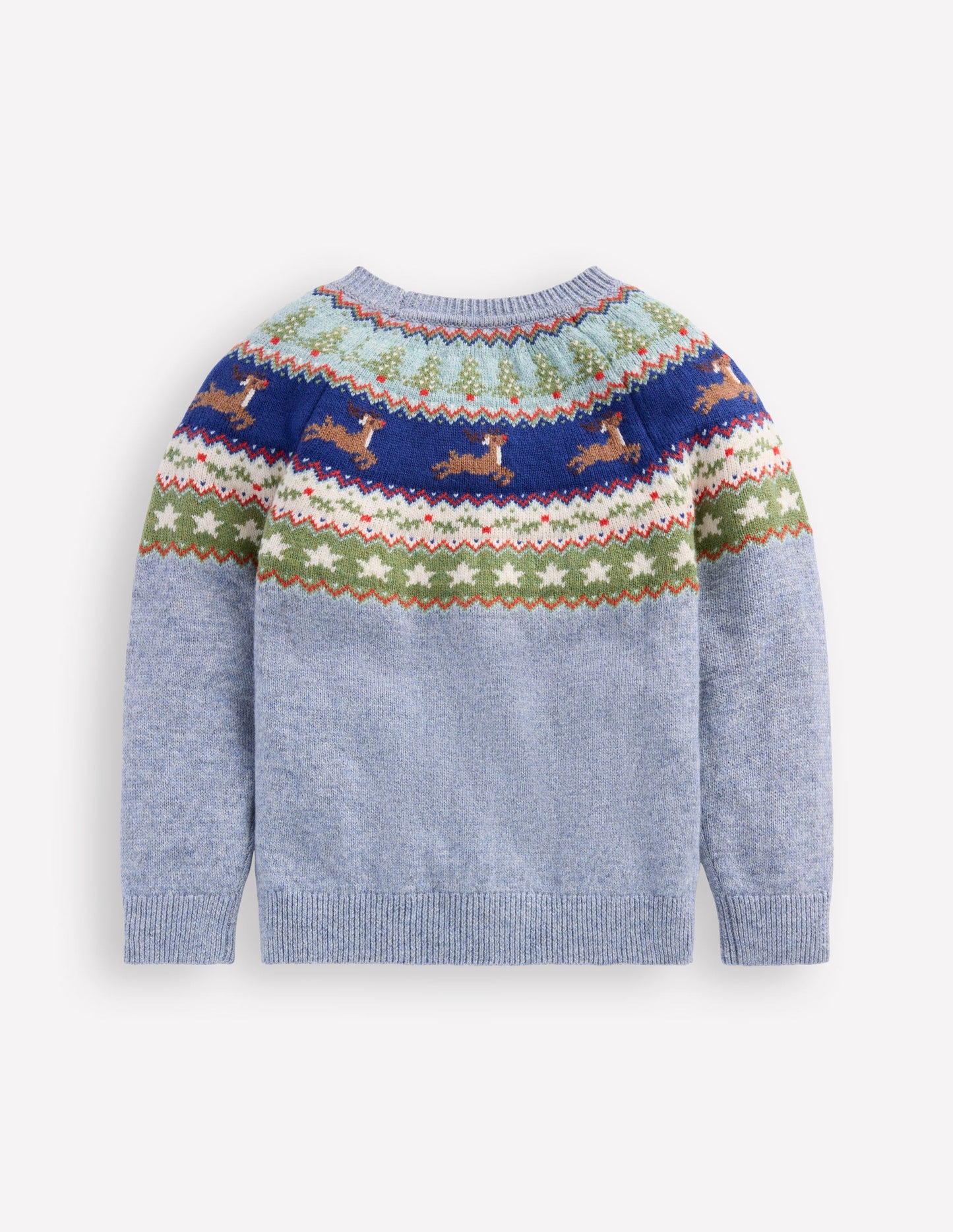 Fair Isle Jumper-Glacier Blue Reindeer