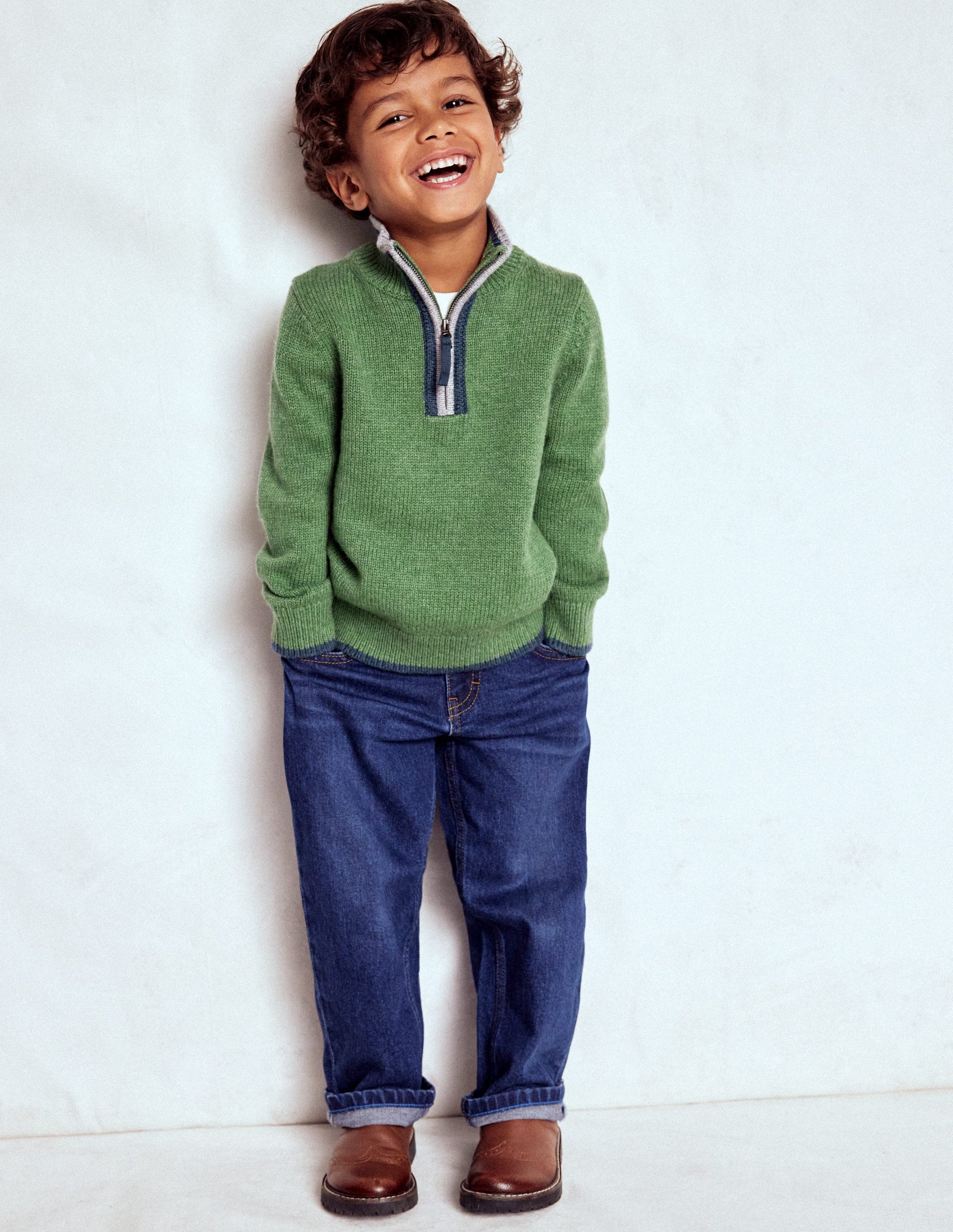 Heritage Half-Zip Jumper-Safari Green-1