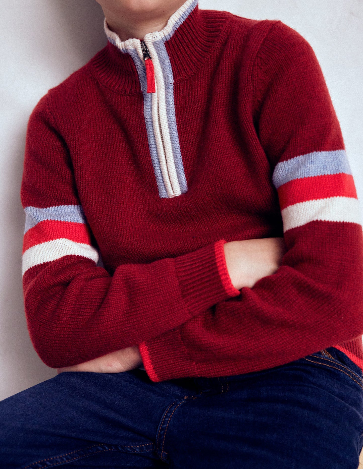 Heritage Half-Zip Jumper-Rumba Red