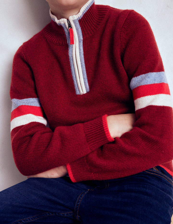 Heritage Half-Zip Jumper-Rumba Red
