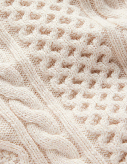 Heritage Cable Jumper-Ecru Marl-10