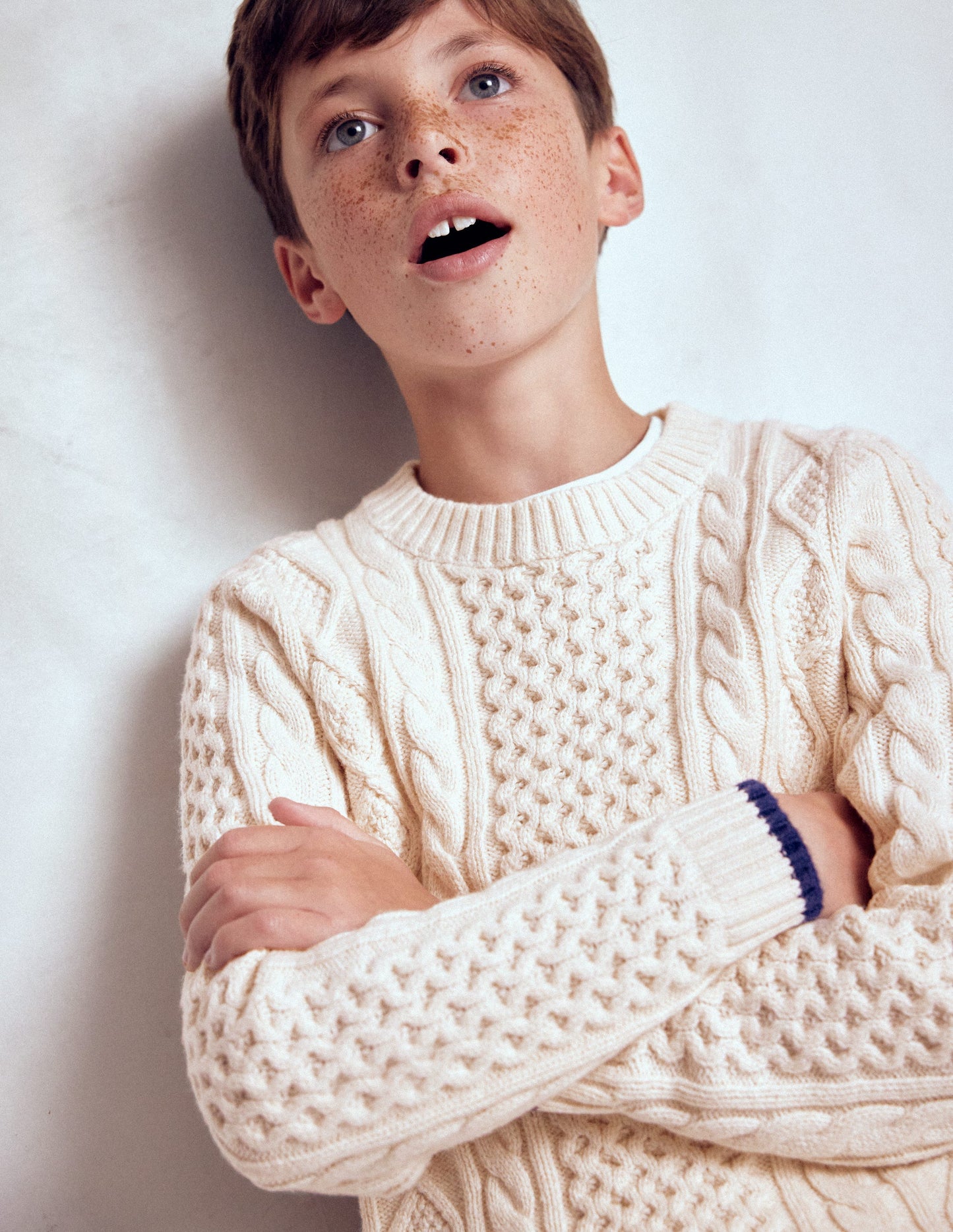 Heritage Cable Jumper-Ecru Marl