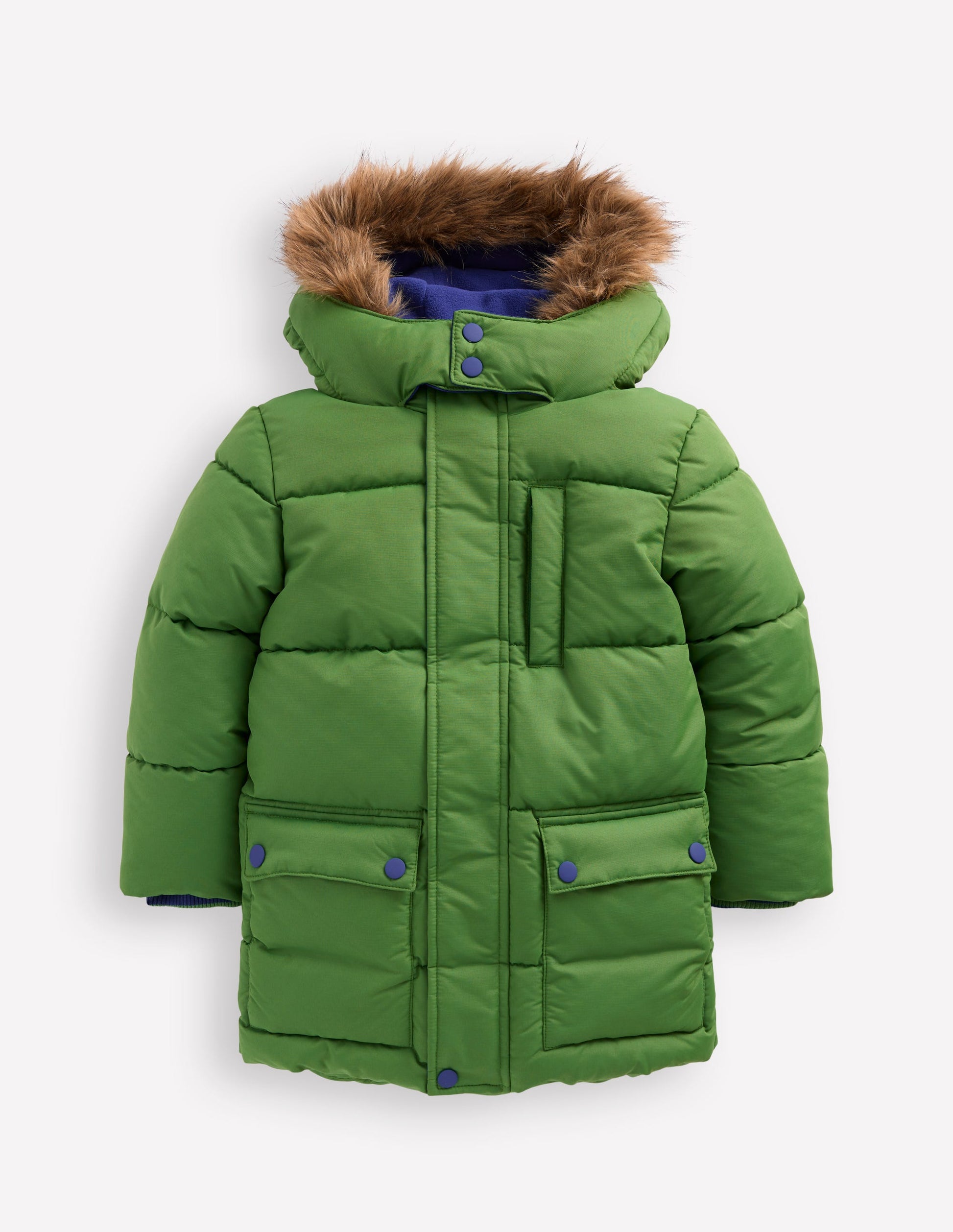 Fleece Lined Padded Coat-Green-1