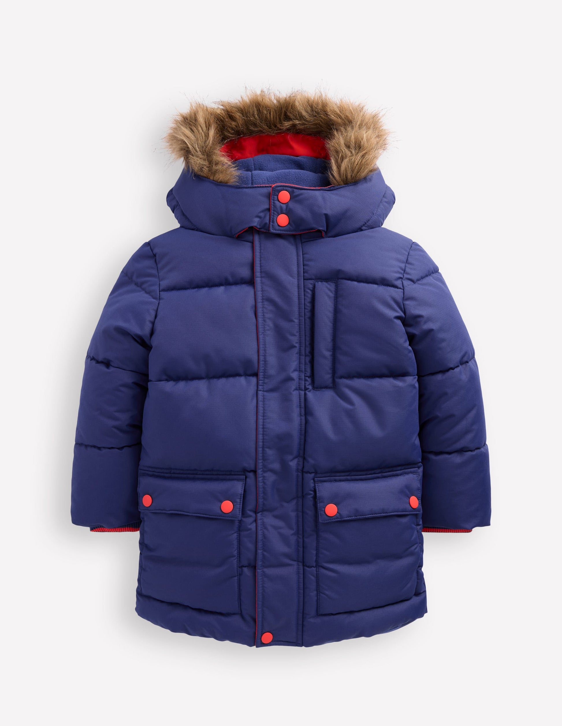 Fleece Lined Padded Coat-Navy-1