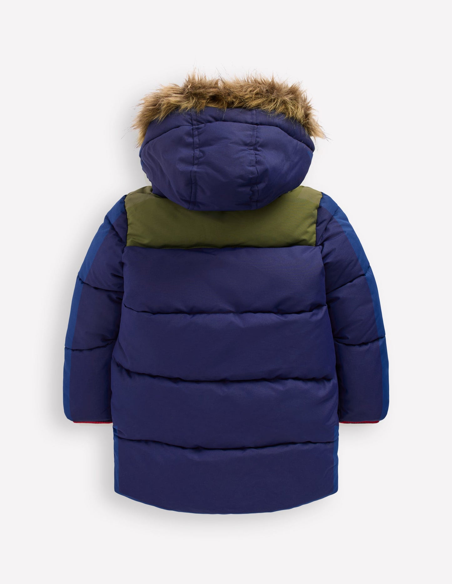 Fleece Lined Padded Coat-Navy Colourblock