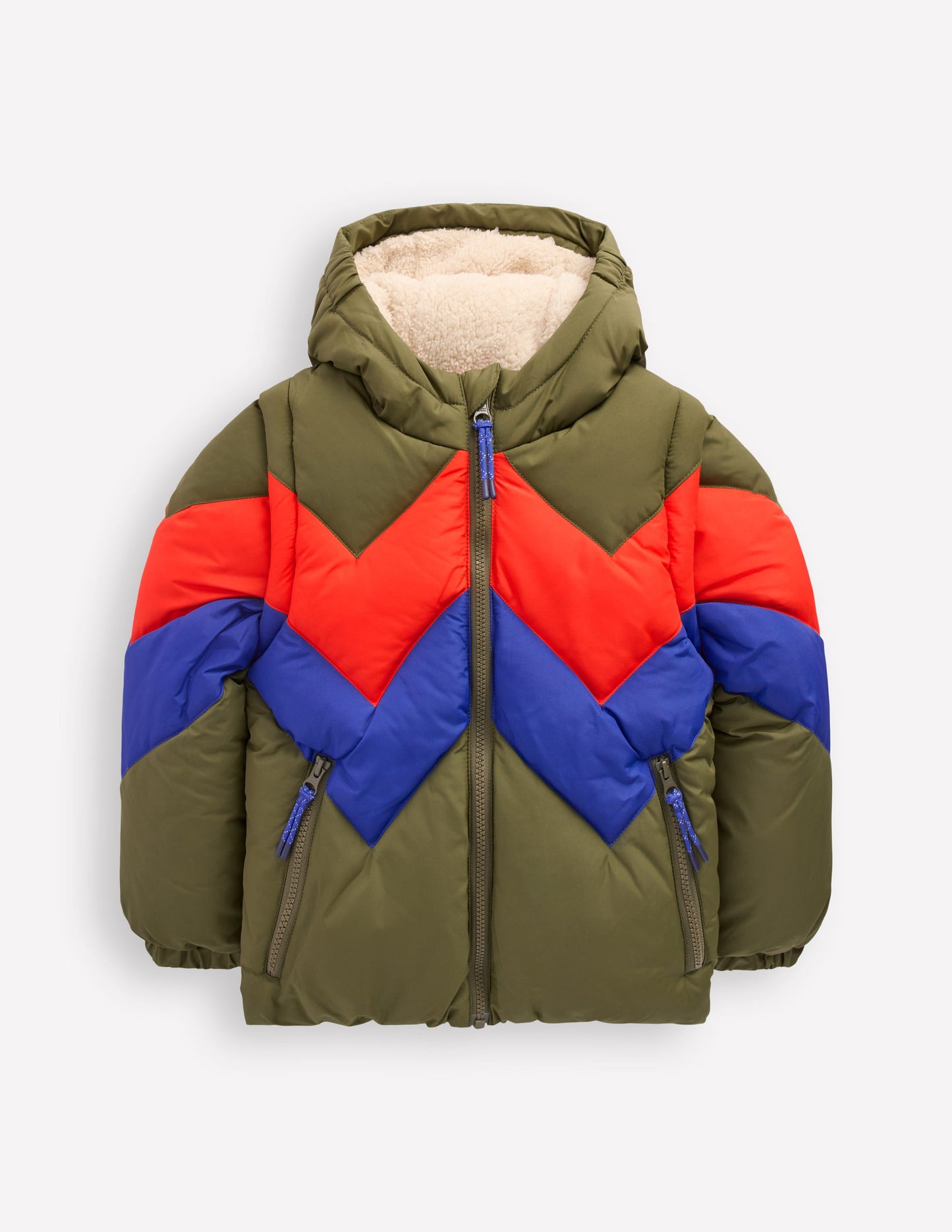 2-in-1 Padded Coat-Chestnut Chevron