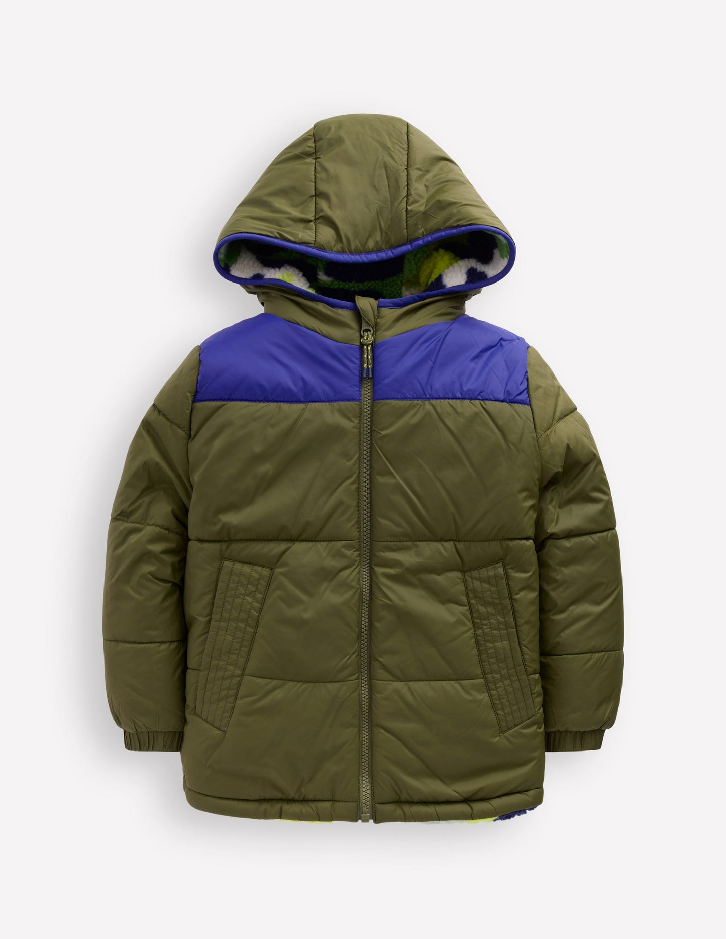 Reversible Cosy Borg Jacket-Green Camo