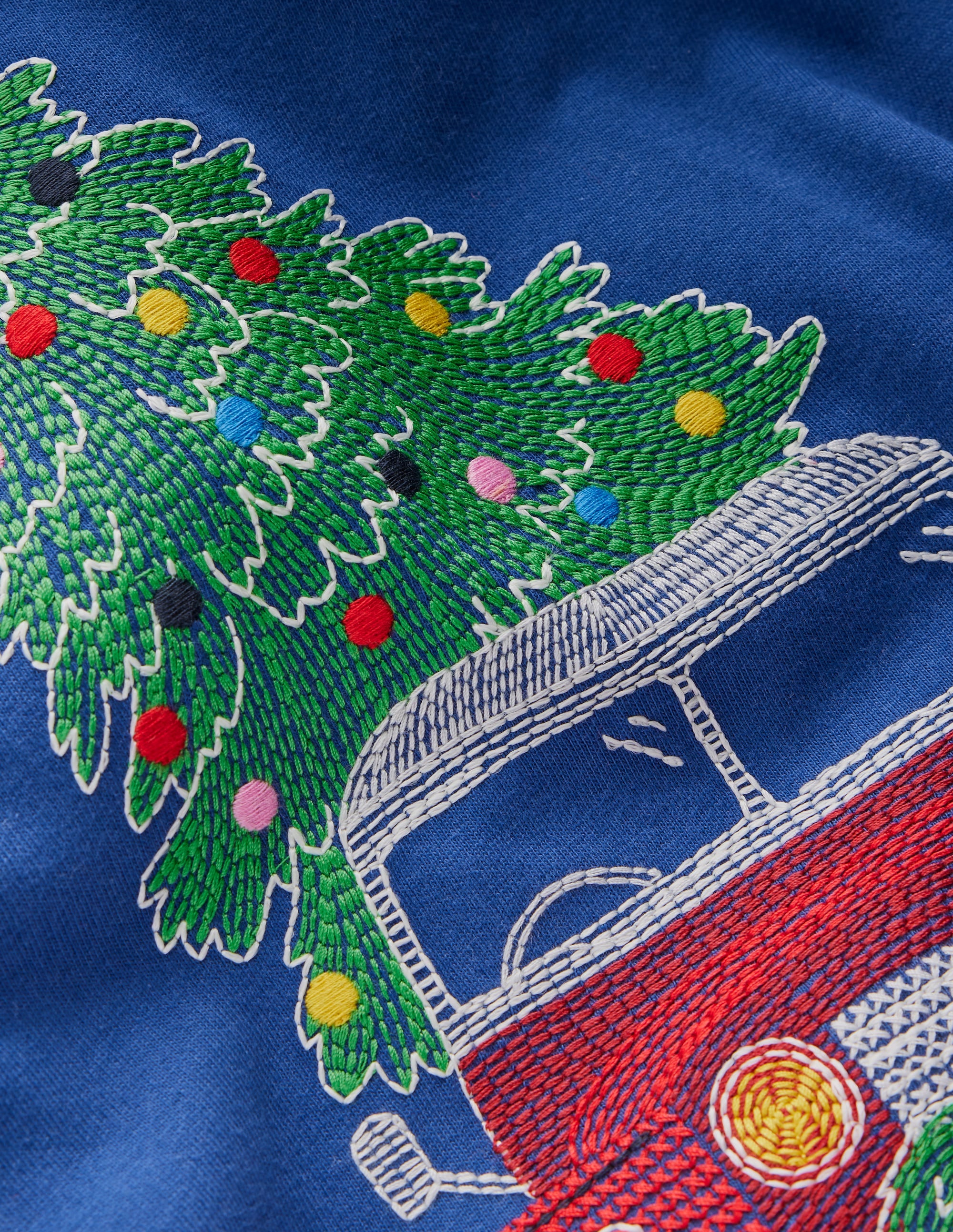 Glow Superstitch T-shirt-Twilight Blue Christmas Car - Image 3