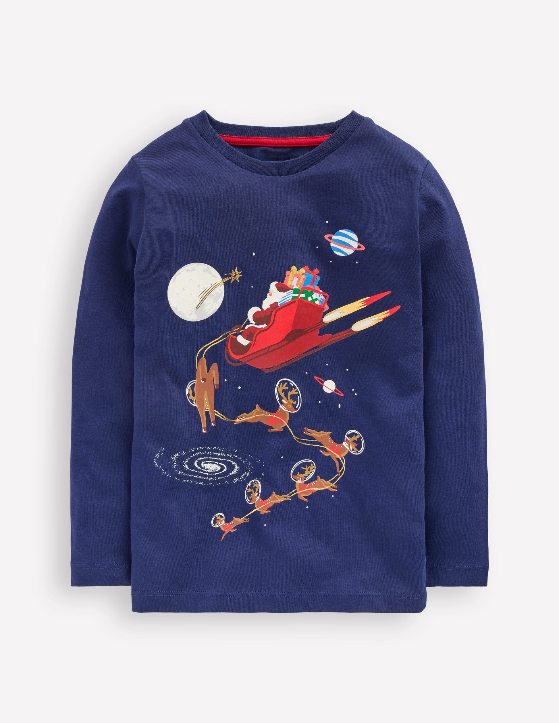 Long Sleeve Glow T-shirt-Space Santa-1