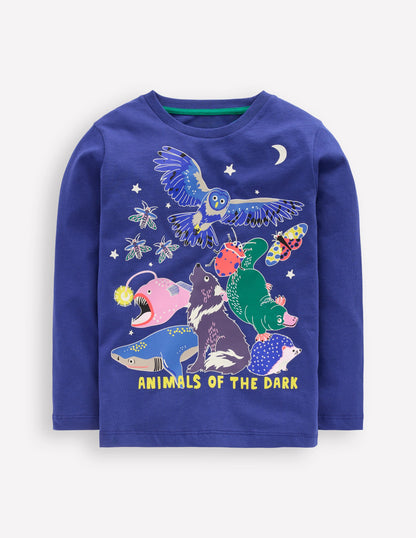 Long Sleeve Glow T-shirt-Medieval Animals of the dark-1