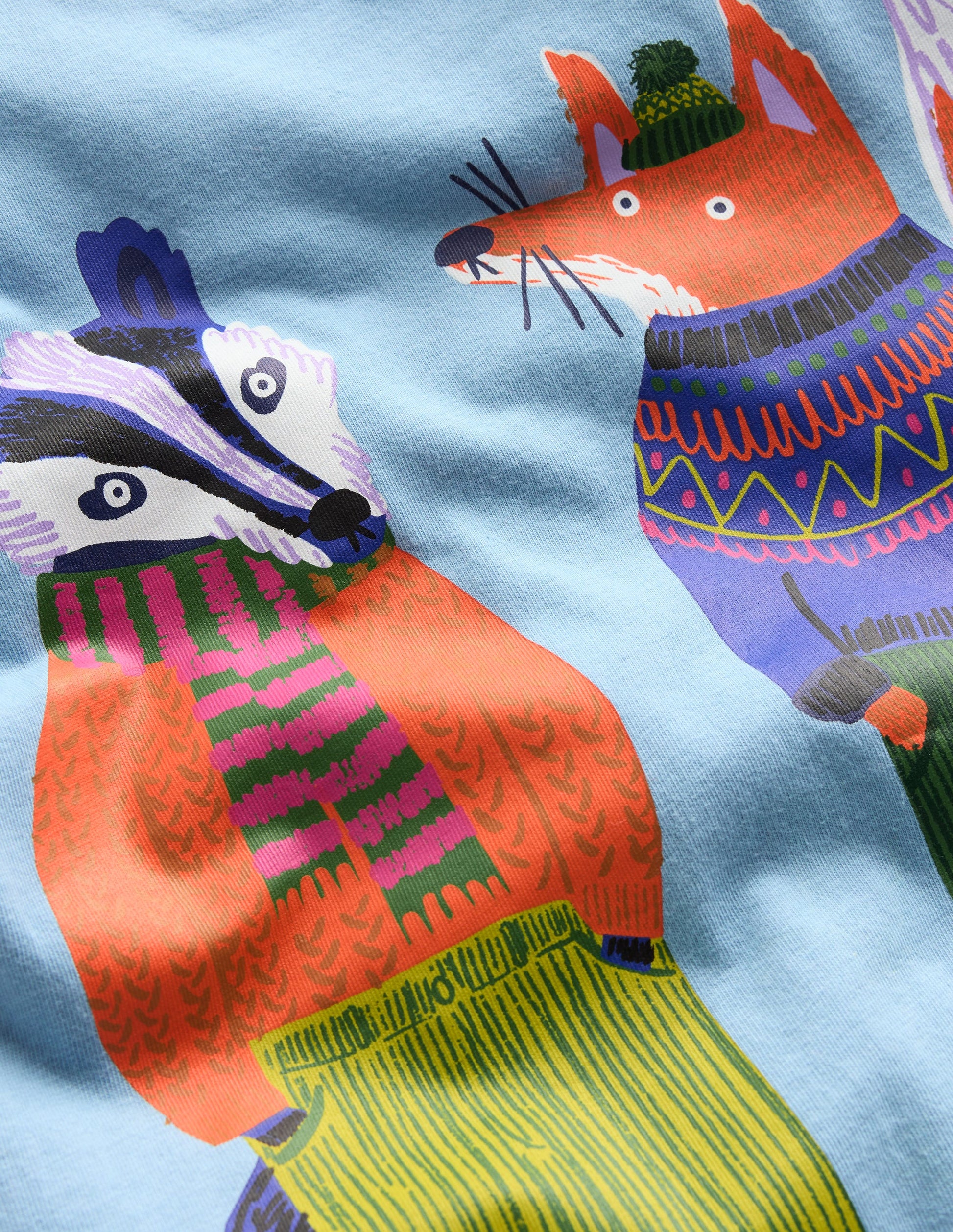Long Sleeve Novelty T-shirt-Glacier Blue Foxes-3