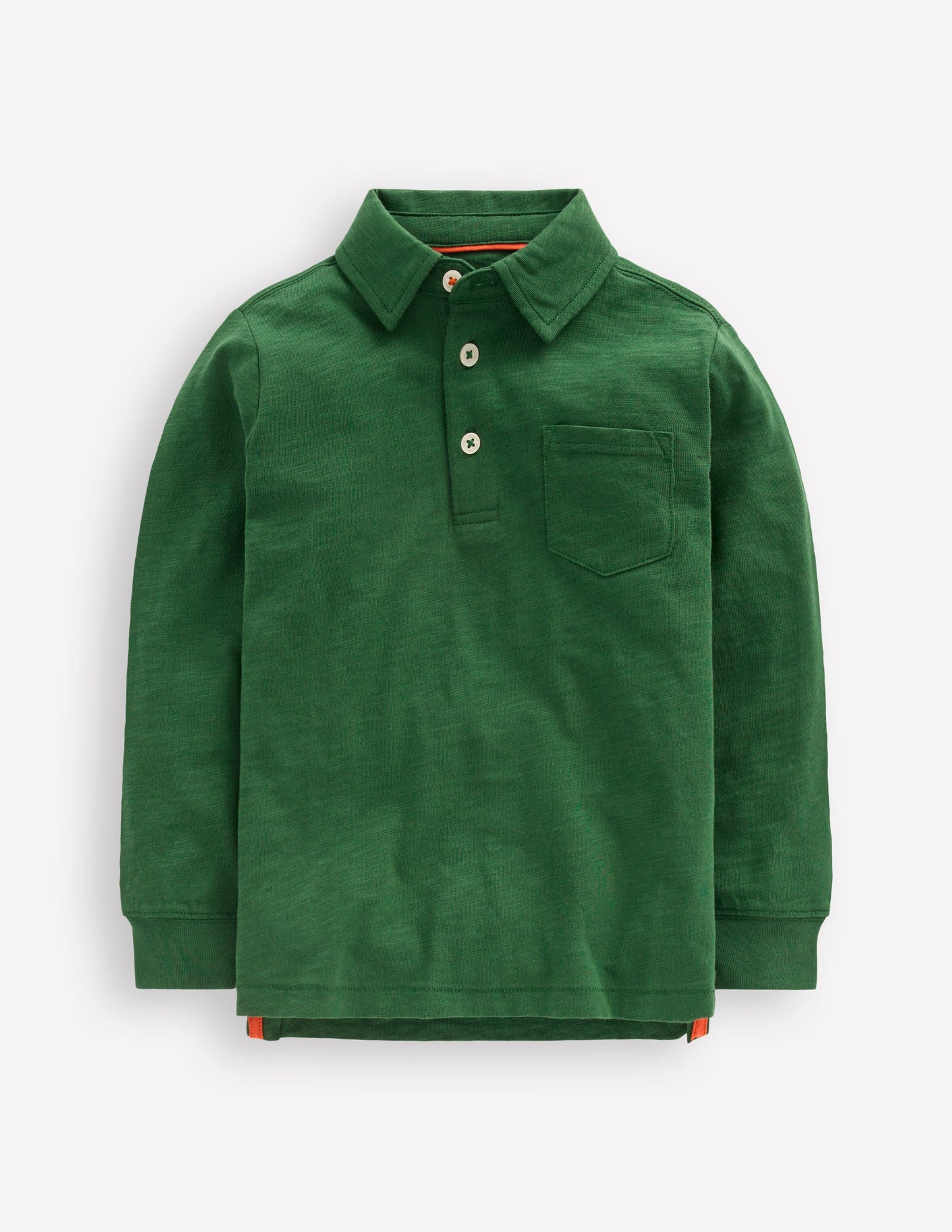 Long Sleeve Slub Polo-Pine Green