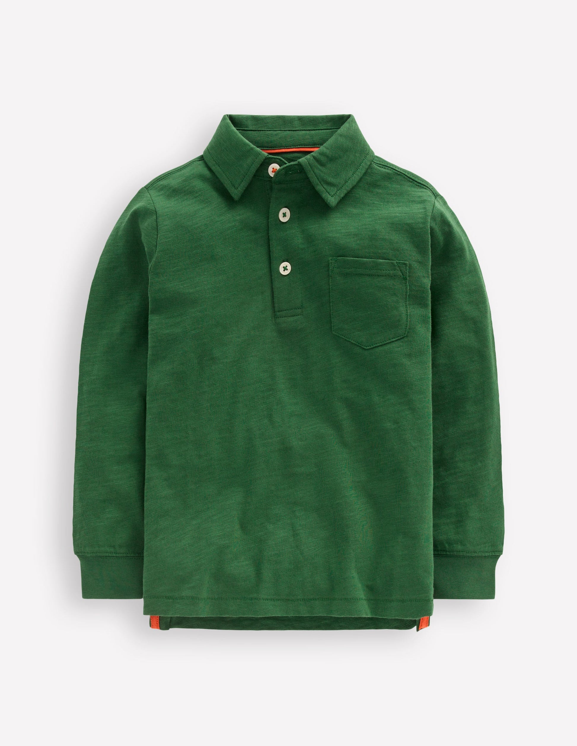 Long Sleeve Slub Polo-Pine Green-1