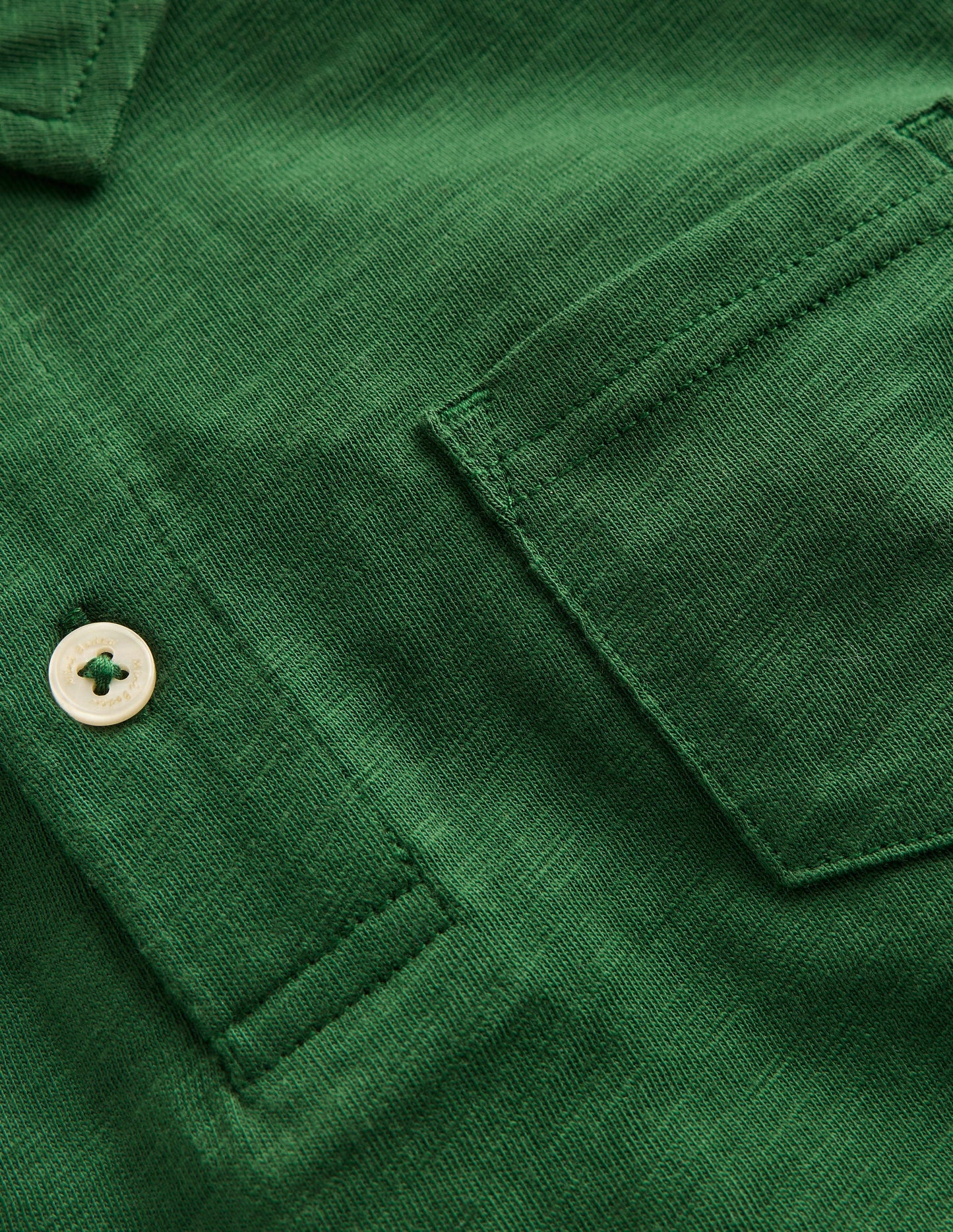 Long Sleeve Slub Polo-Pine Green