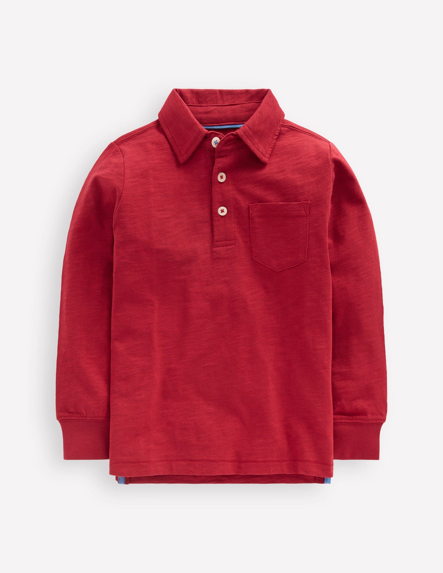 Long Sleeve Slub Polo-Red Liquorice
