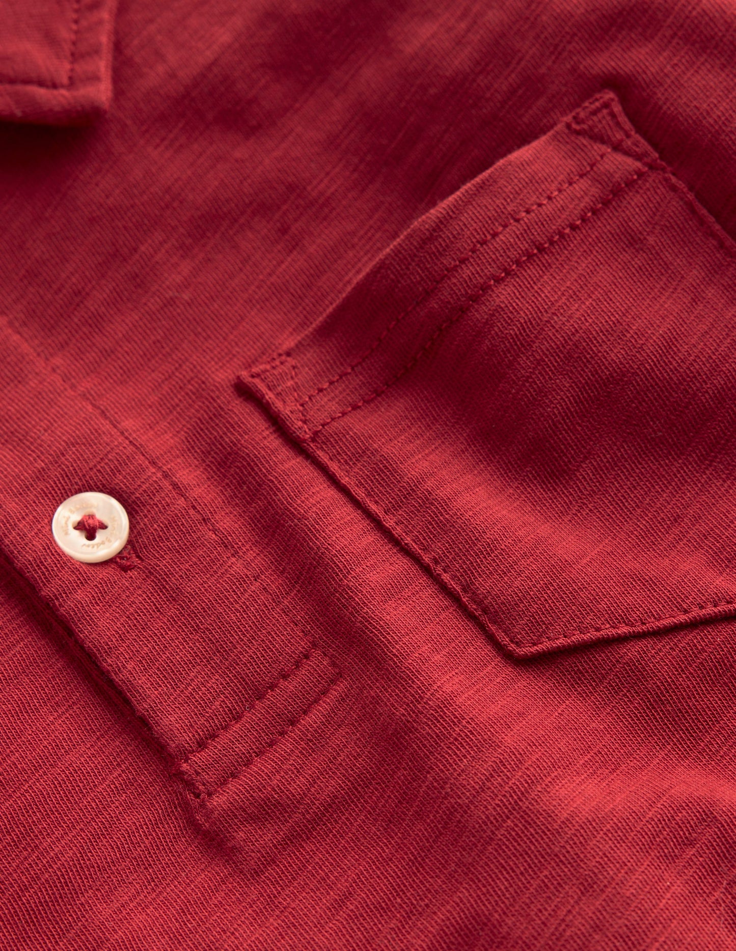 Long Sleeve Slub Polo-Red Liquorice