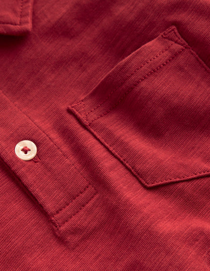 Long Sleeve Slub Polo-Red Liquorice-5