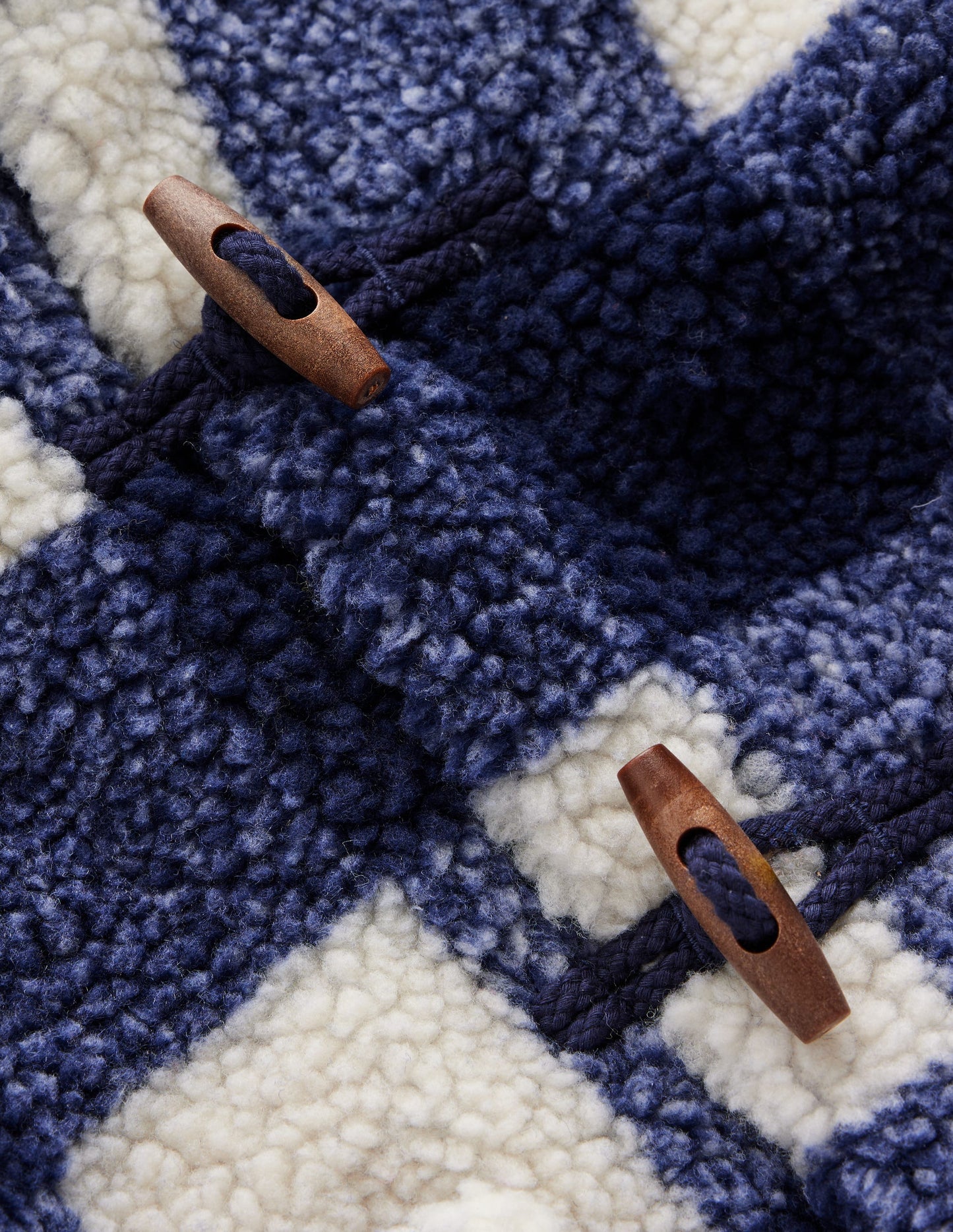 Borg Duffle Coat-Navy Gingham