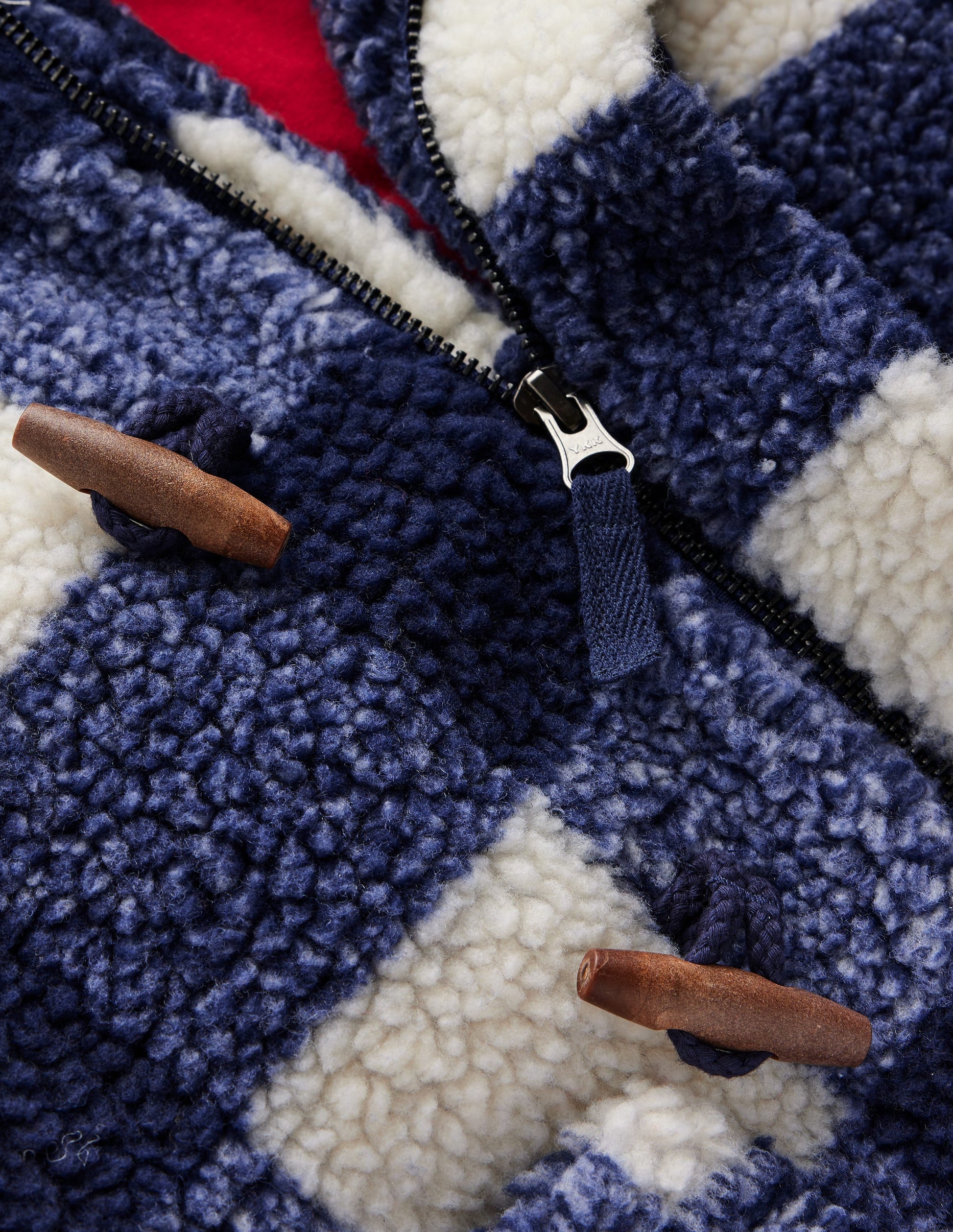 Borg Duffle Coat-Navy Gingham-4