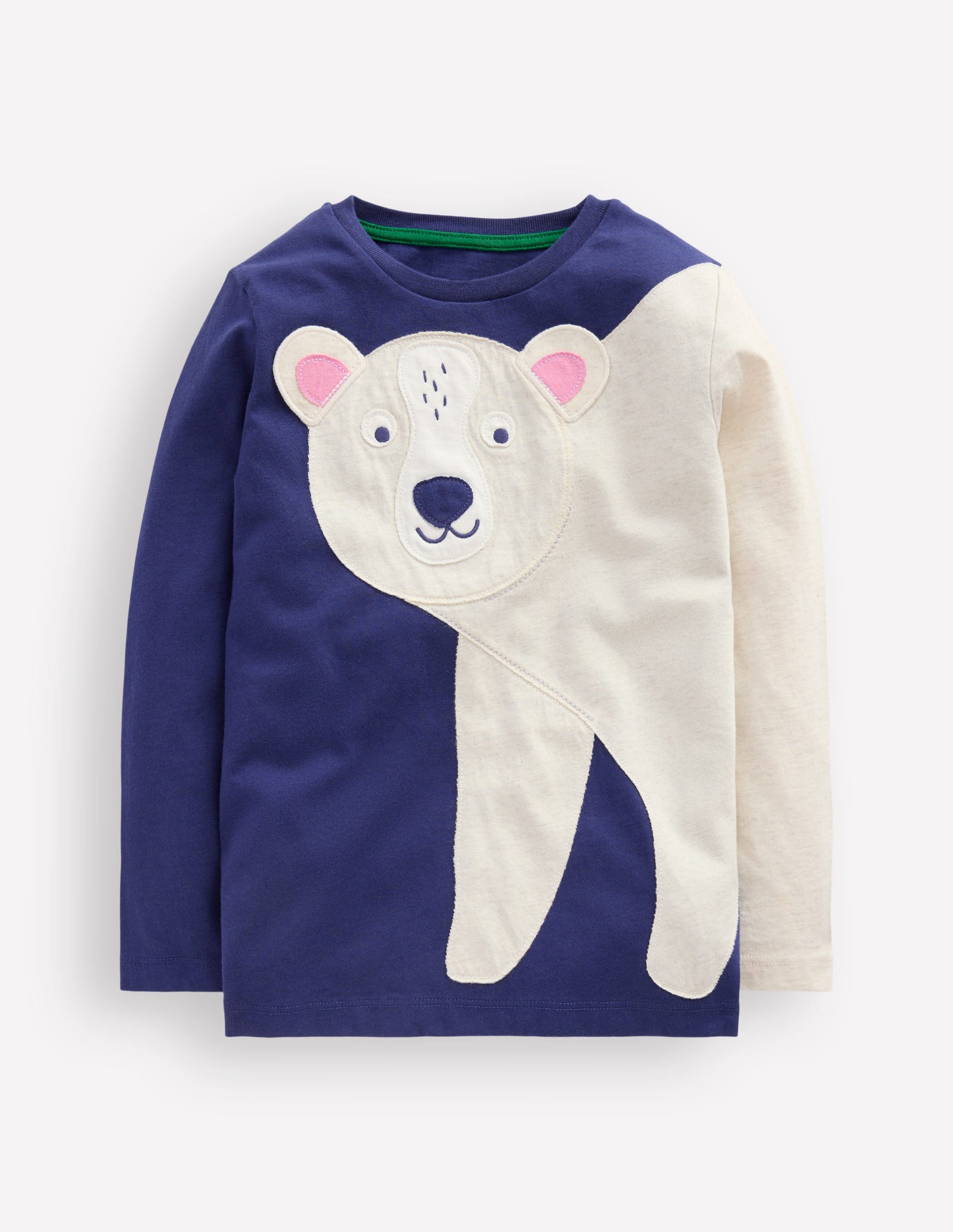 Fun Appliqué T-shirt-Blue Marl Polar bear-1