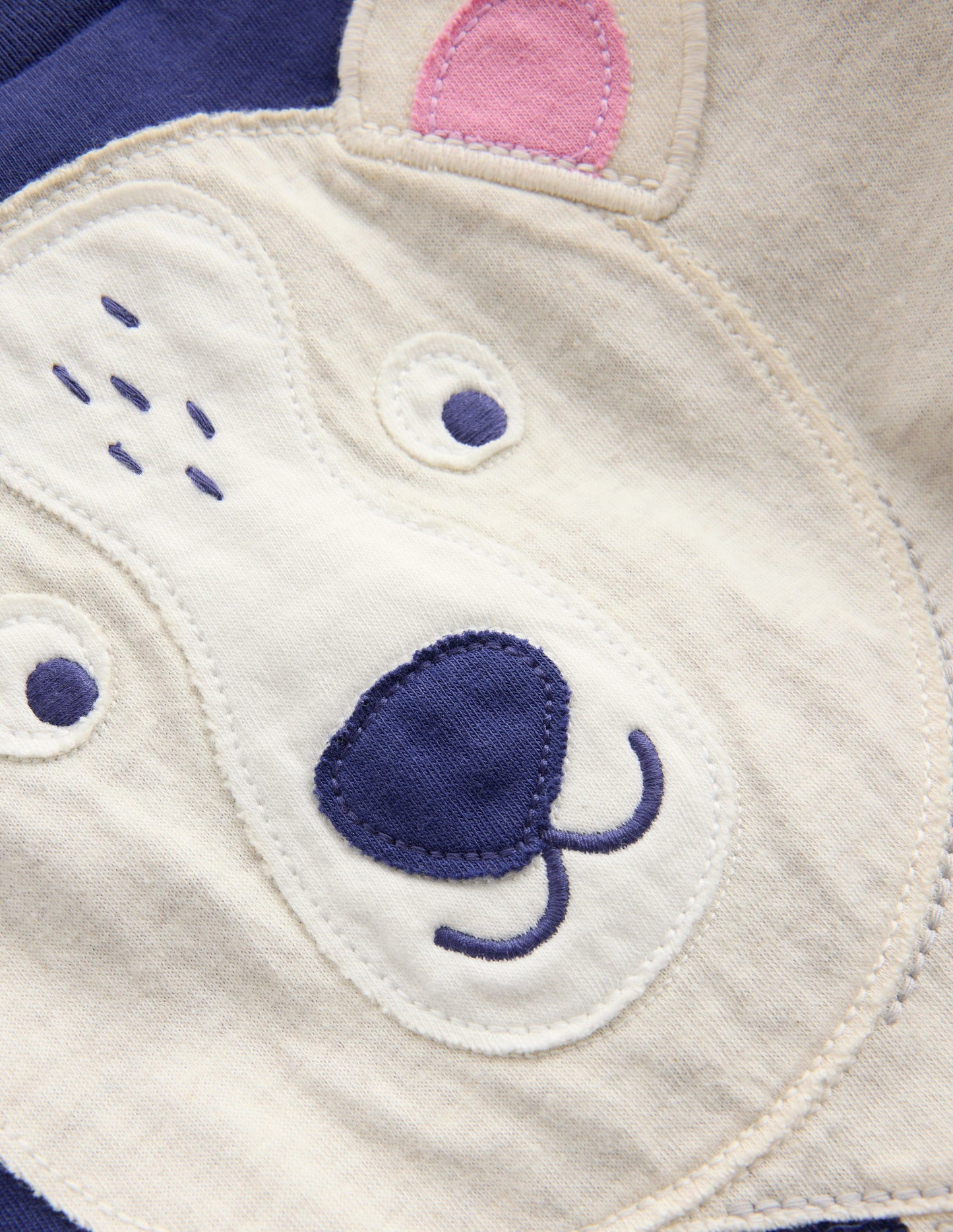 Fun Appliqué T-shirt-Blue Marl Polar bear