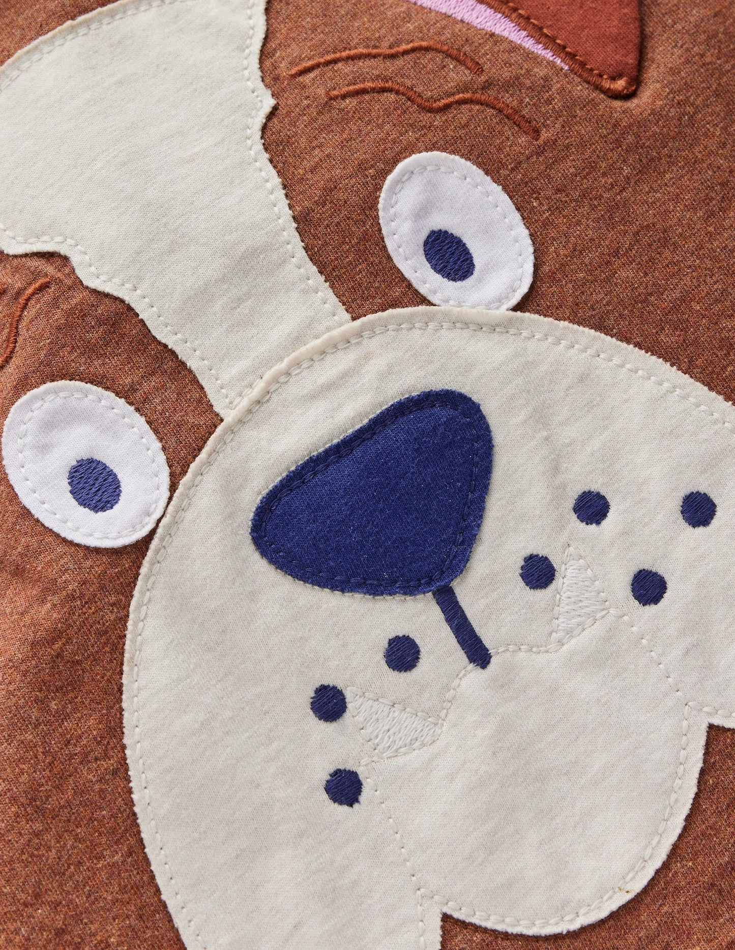 Fun Appliqué T-shirt-Brown Marl Bulldog