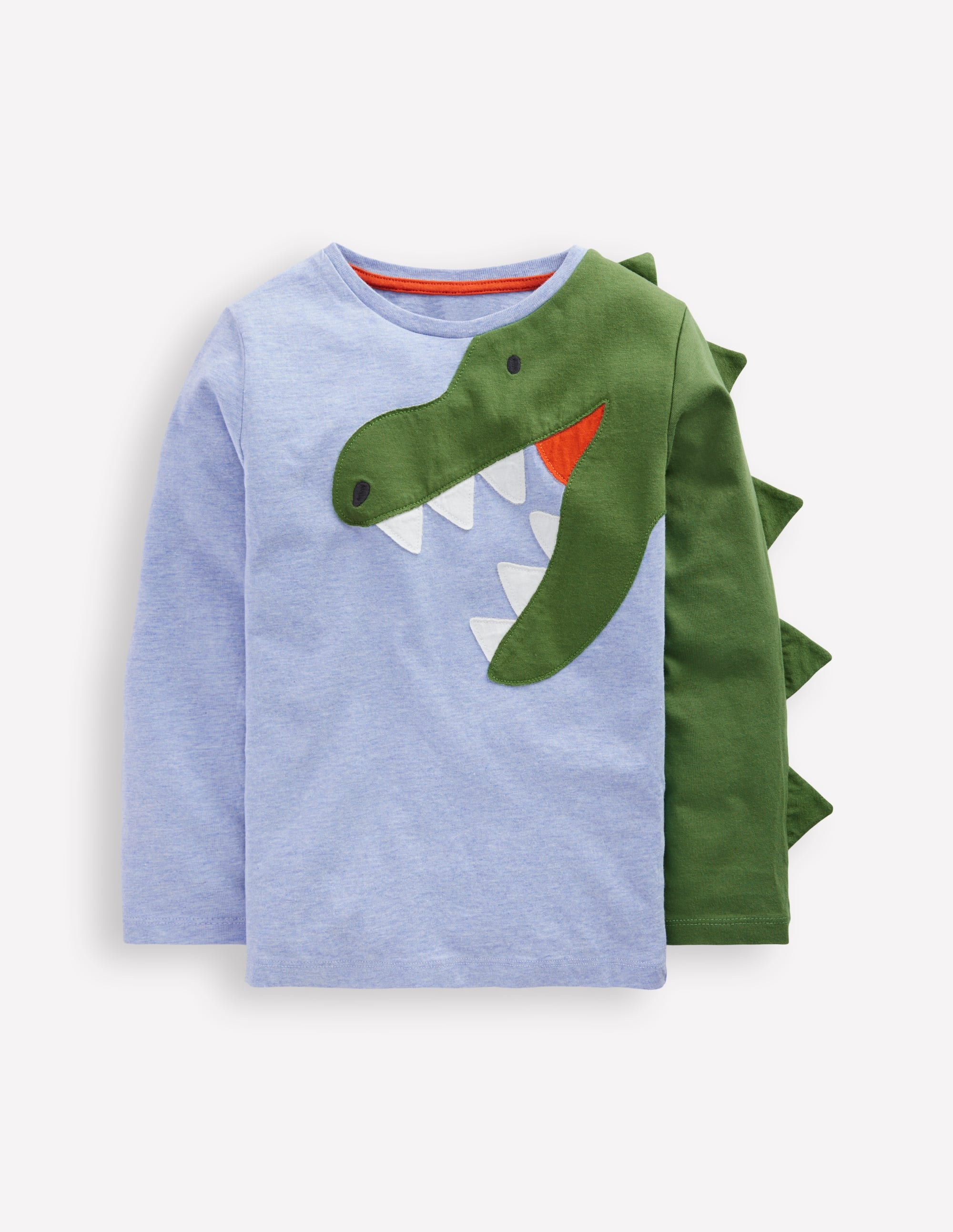 Fun Appliqué T-shirt-Blue Marl Dino - Image 1