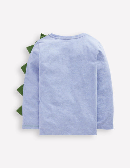 Fun Appliqué T-shirt-Blue Marl Dino-2