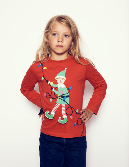 Long Sleeve Novelty 3D T-Shirt-Mars Red Elf-4