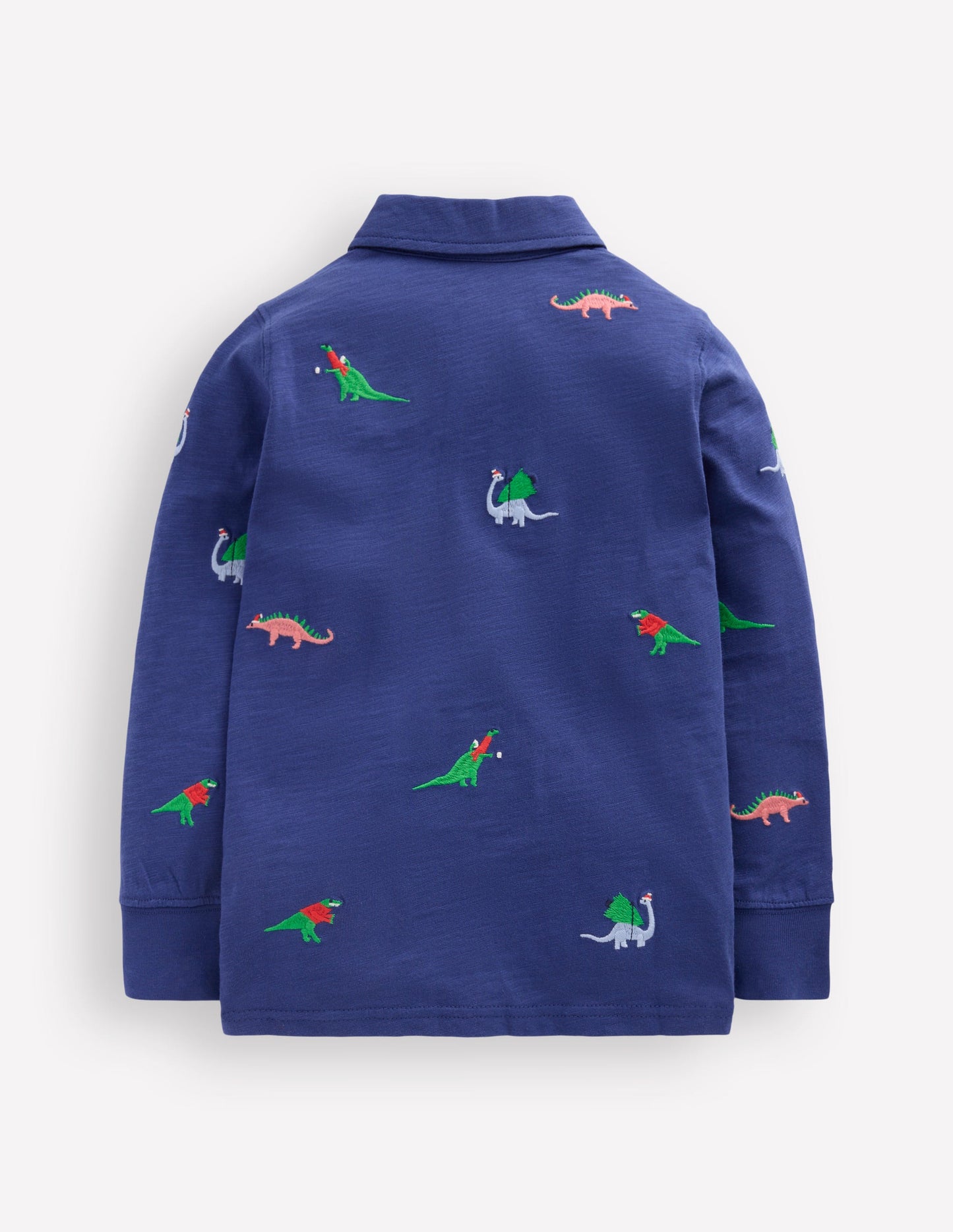 Embroidered Slub Polo Shirt-Starboard Blue Dino