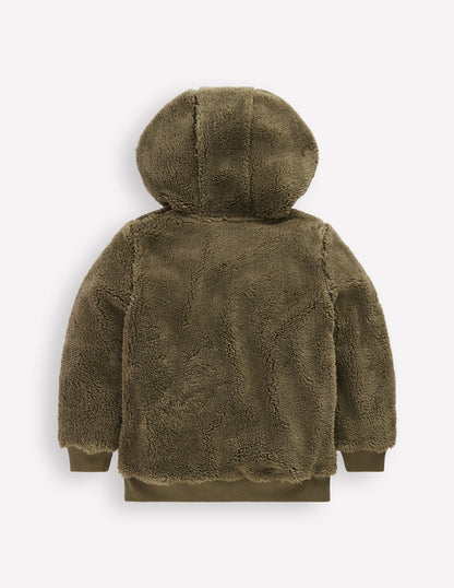 Fleece Half Zip Hoodie-Classic Khaki-2