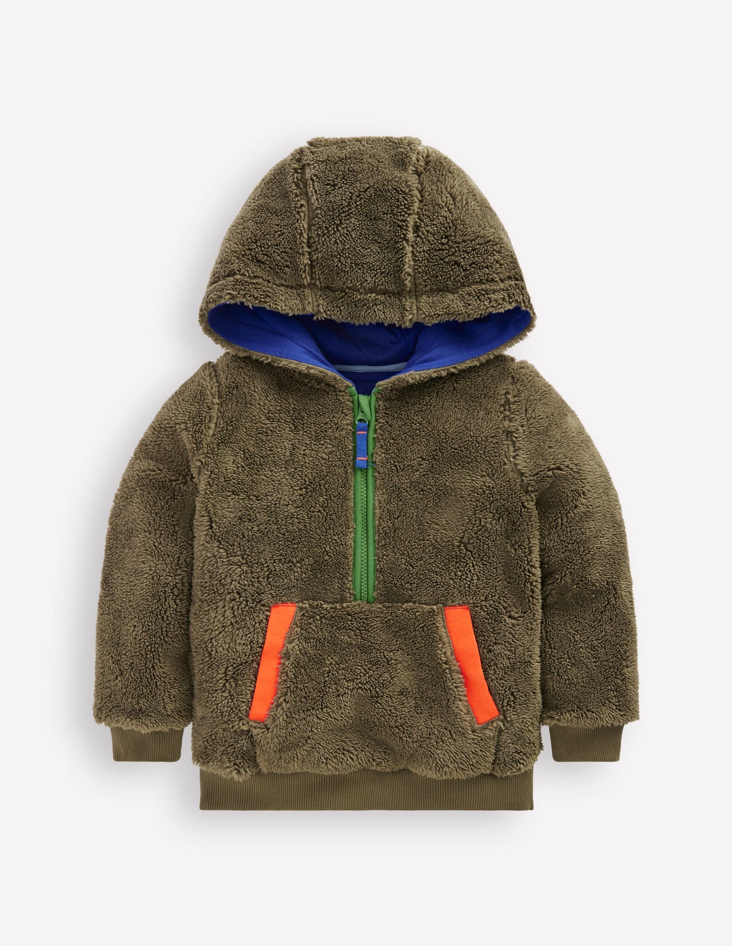 Fleece Half Zip Hoodie-Classic Khaki