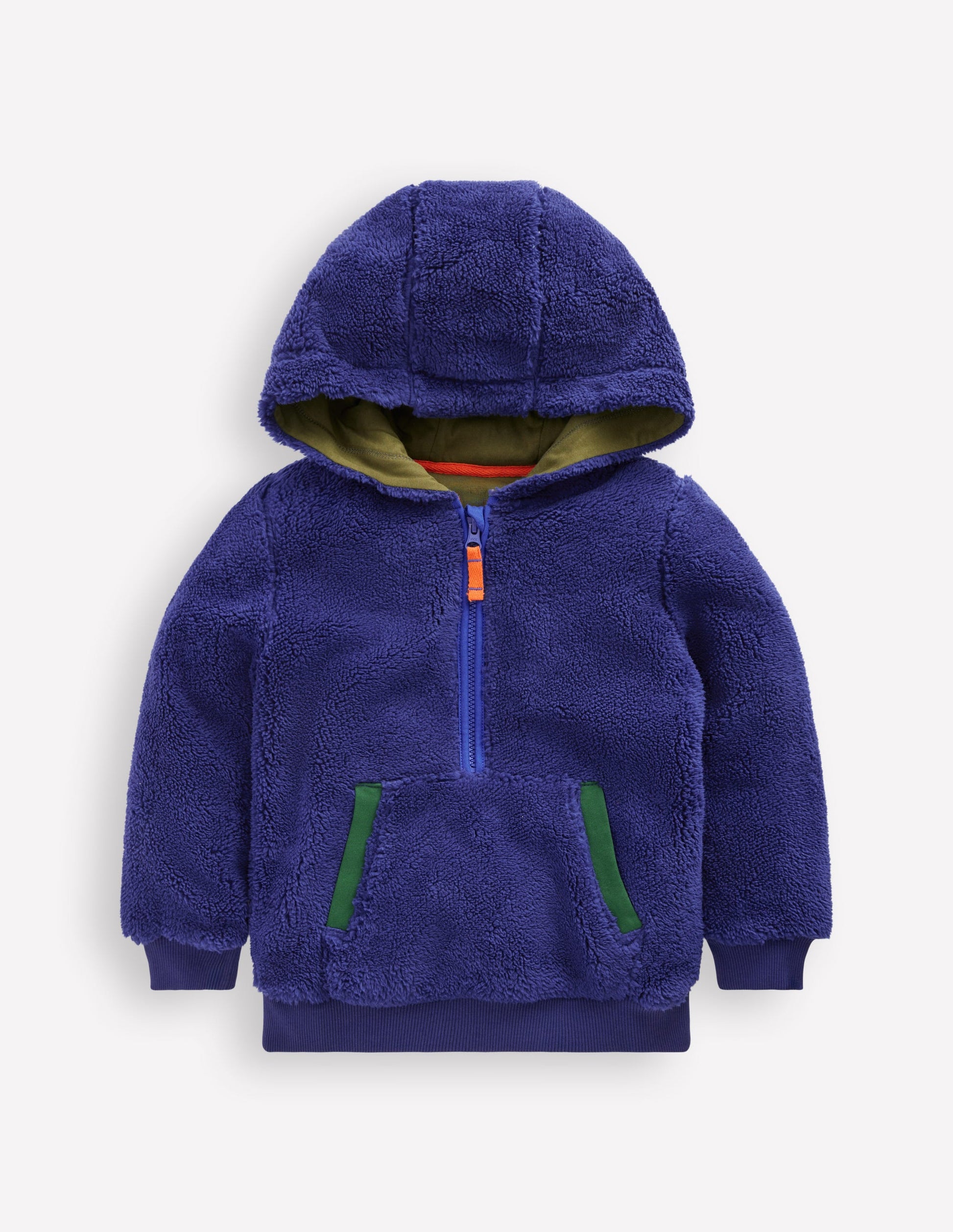 Fleece Half Zip Hoodie-Starboard Blue-1