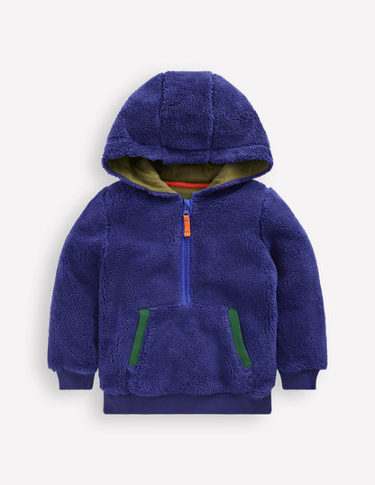 Fleece Half Zip Hoodie-Starboard Blue-1