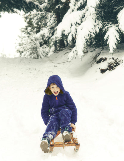 Fleece Half Zip Hoodie-Starboard Blue-4