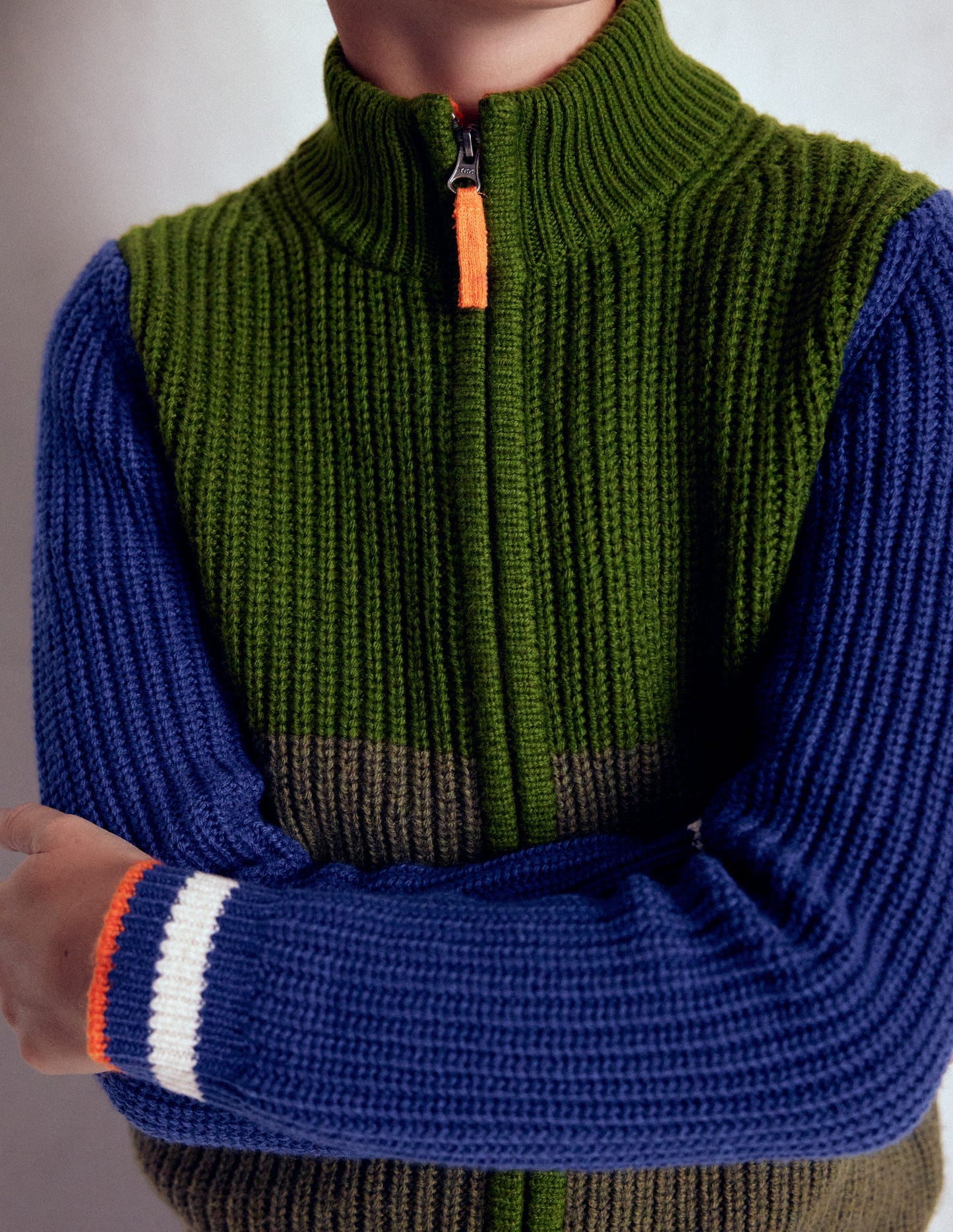 Chunky Zip-Through Jumper-Green