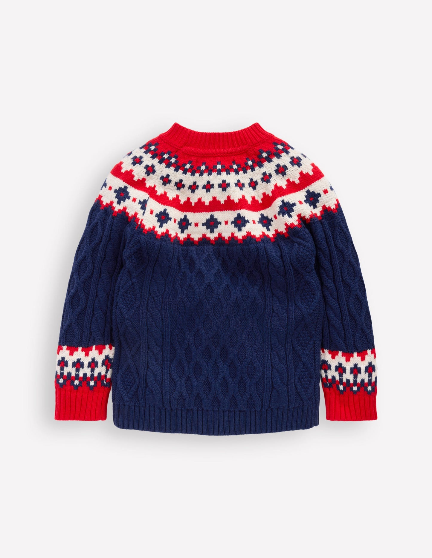 Cable Fair Isle Jumper-Medieval Blue