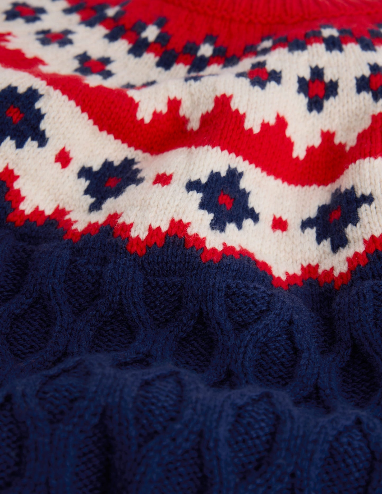 Cable Fair Isle Jumper-Medieval Blue