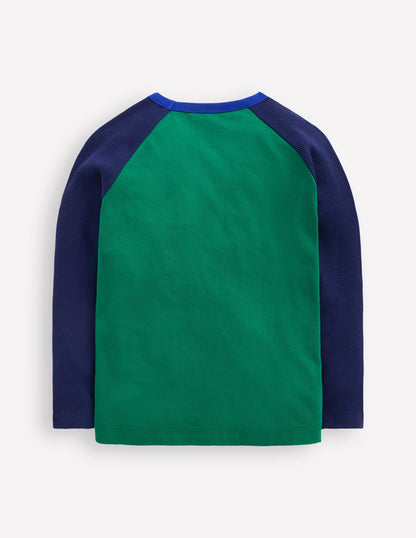 Waffle Mix Raglan-Alpine Green colourblock-2