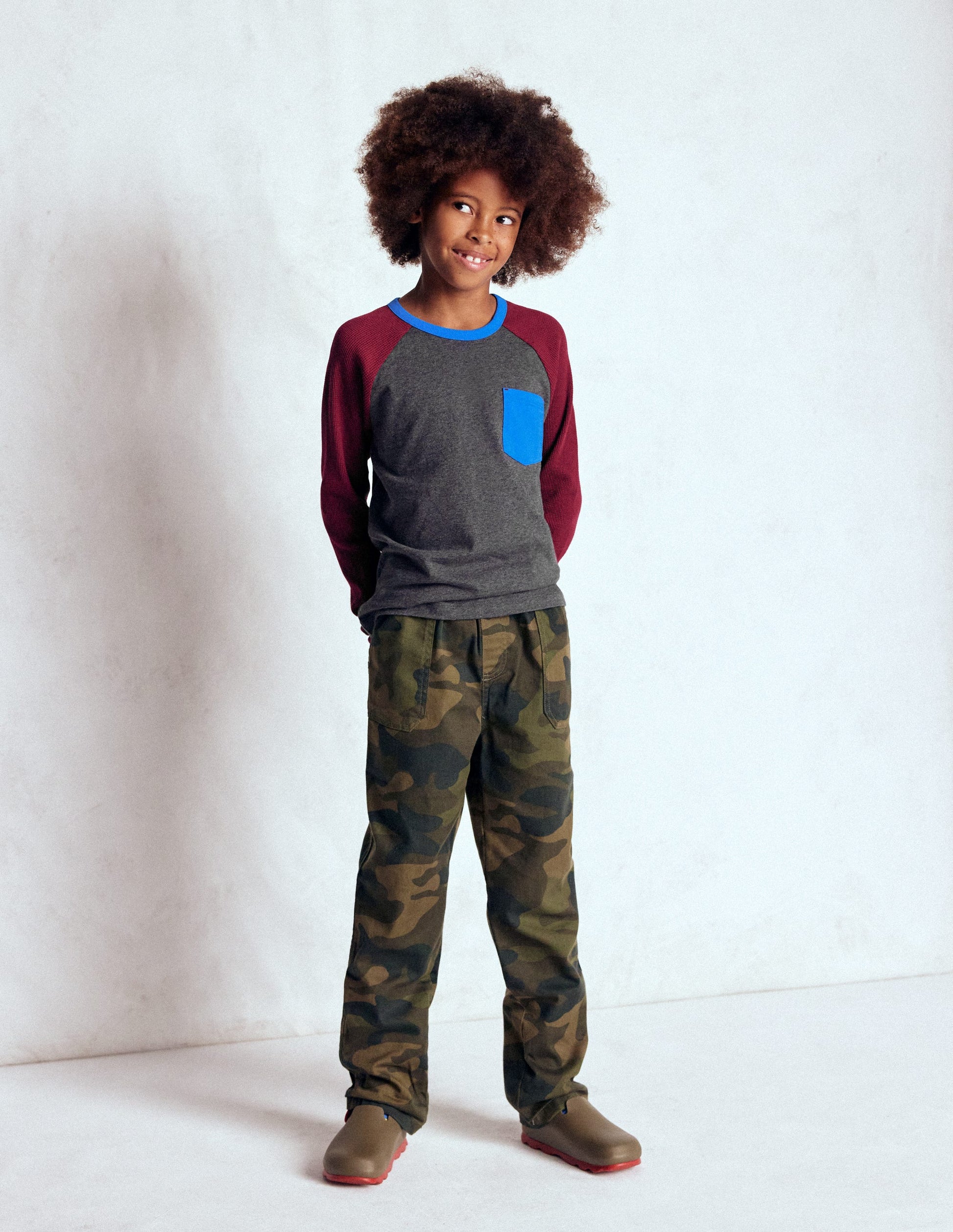 Waffle Mix Raglan-Charcoal Marl/ Rumba Red-2