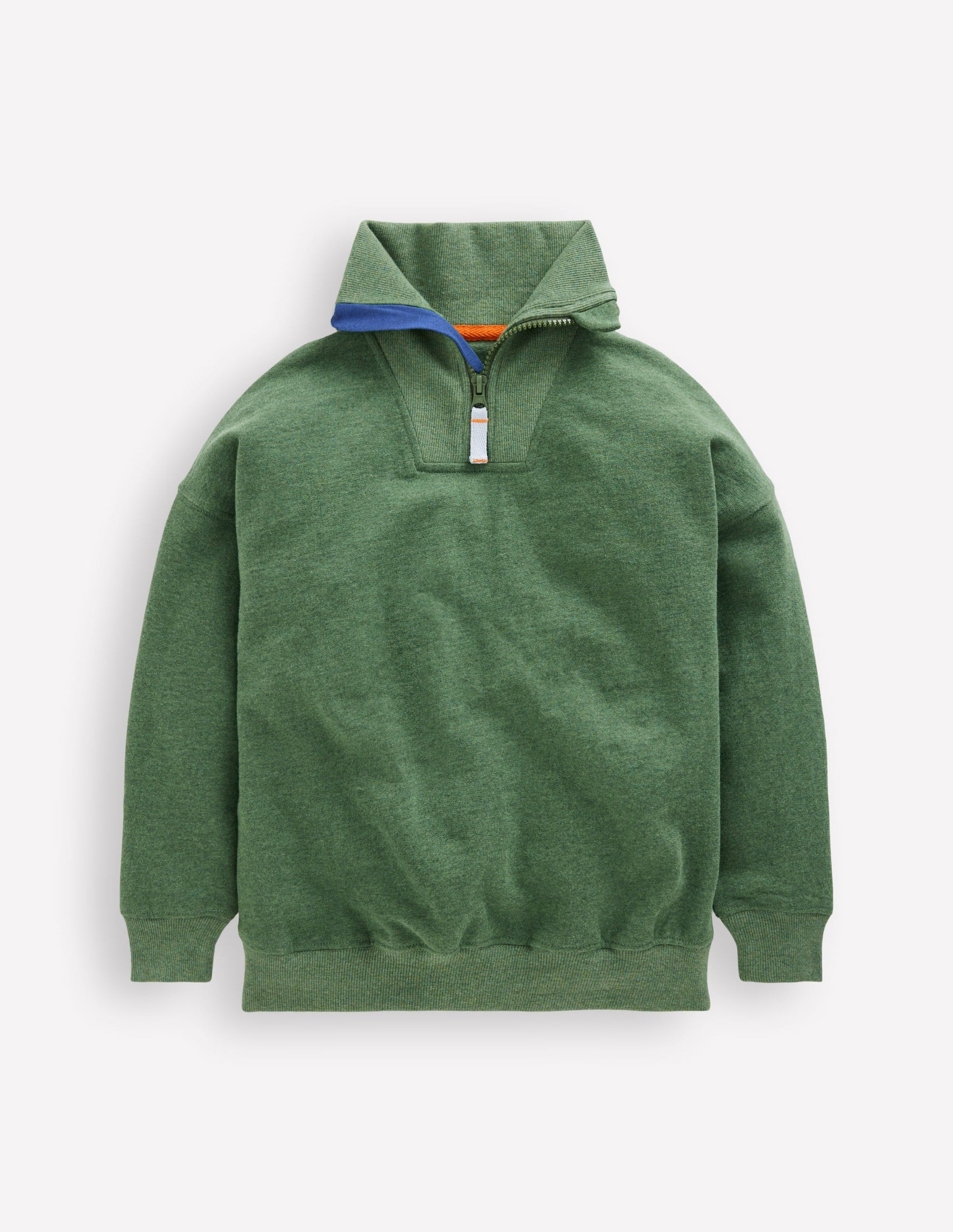 Half-Zip Sweatshirt-Green Marl-1